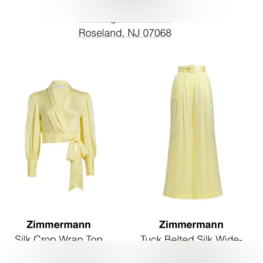 Zimmermann Yellow Silk Wrap Top and Skirt Set